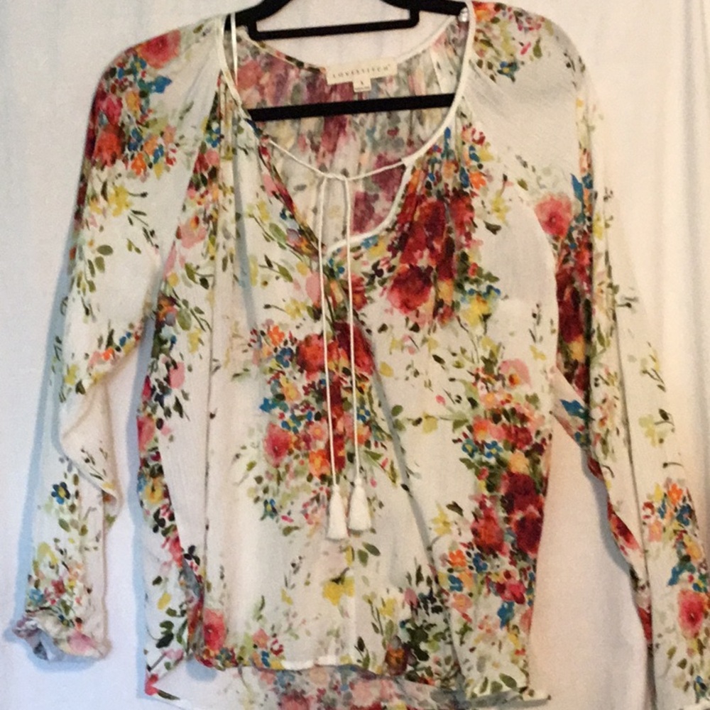 Lovestich Floral Peasant Blouse size Small